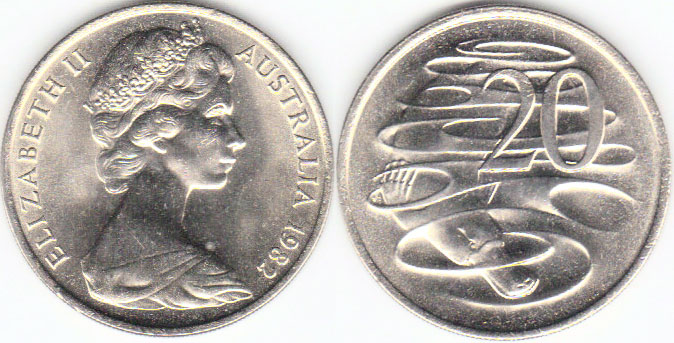 1982 Australia 20 Cents (Platypus) A002108